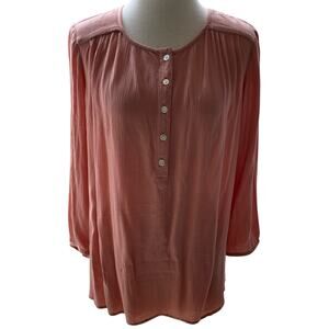 Pure Jill (J. Jill) Salmon Color Henley Style Top Size S